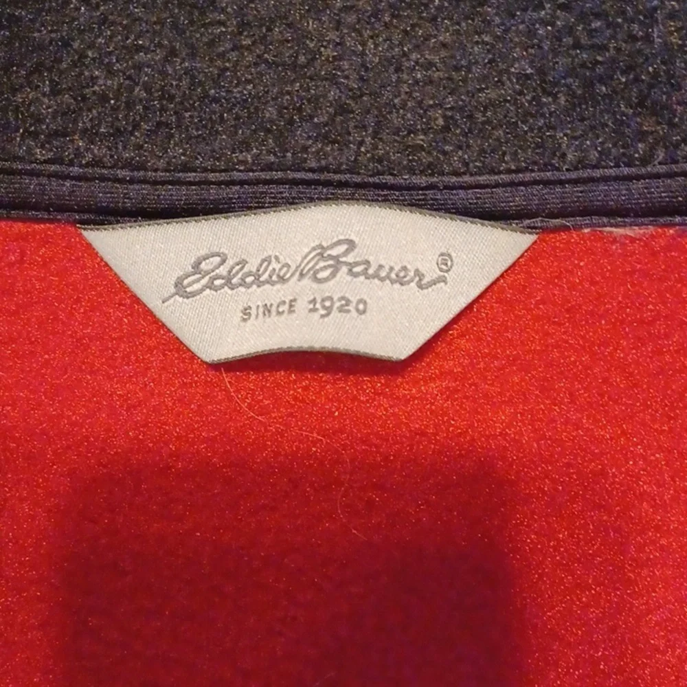Eddie Bauer Men's Vibrant Burgundy Vest with Black Trim Xlarge Fleece